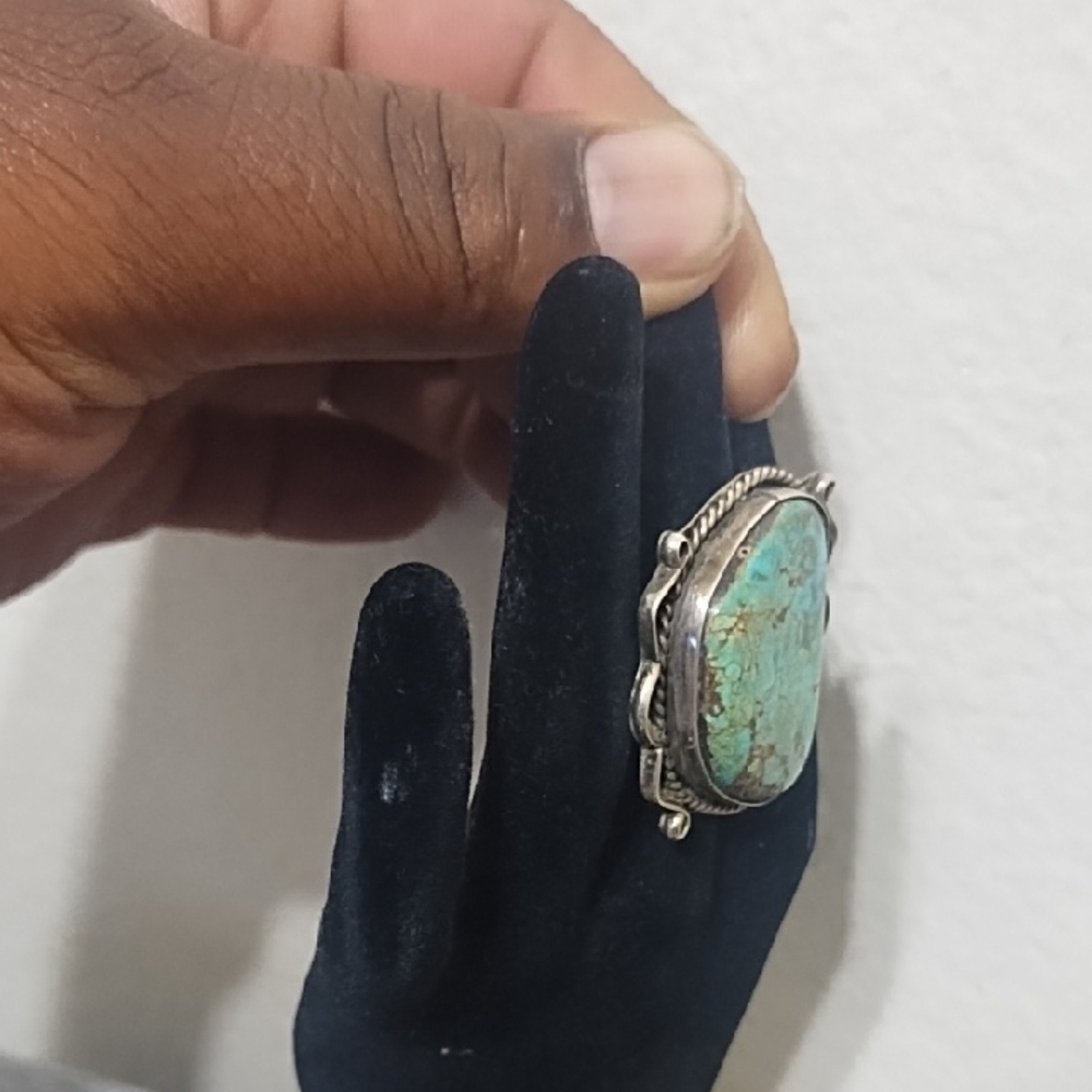 Turquoise Silver Statement Ring - image 3